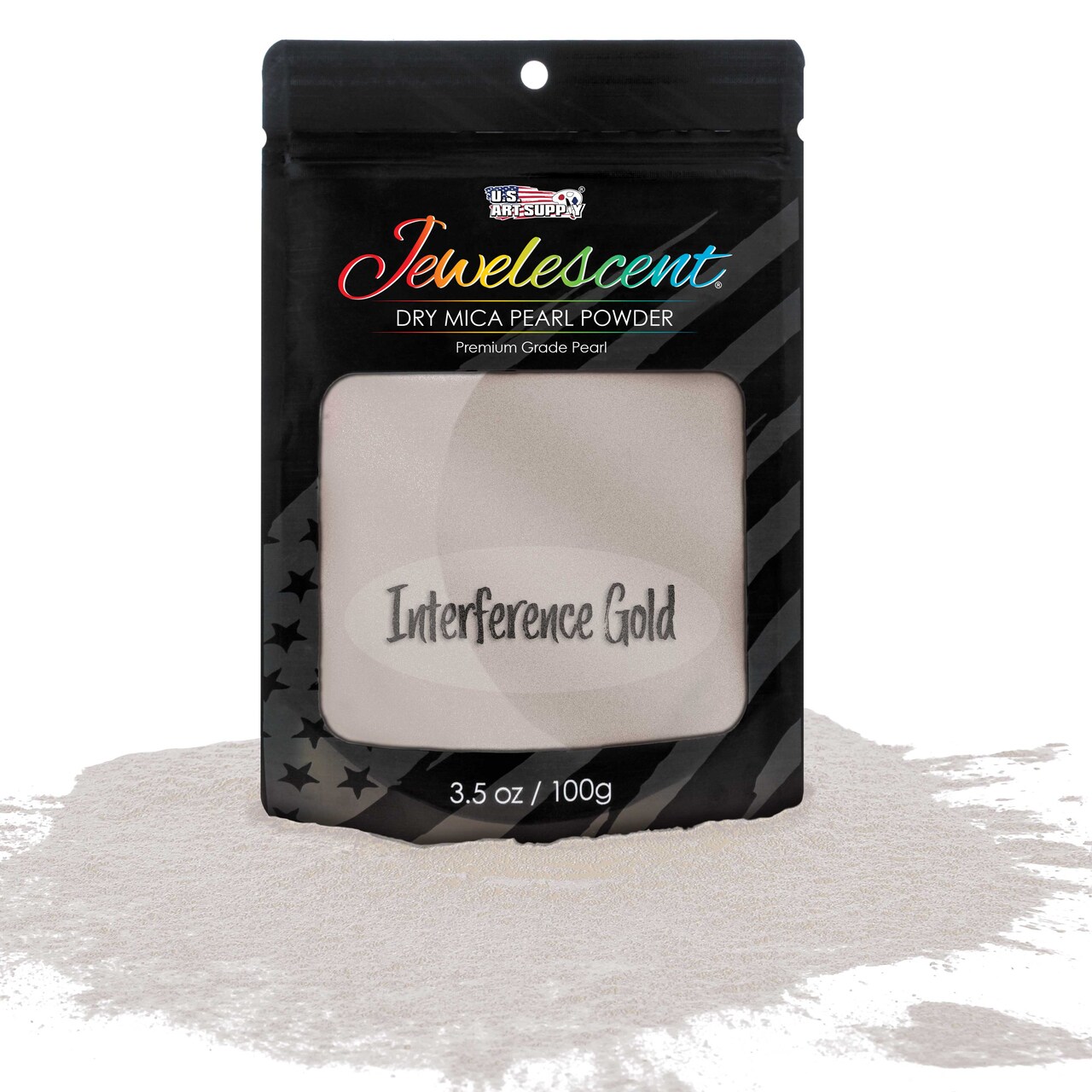 Jewelescent Mica Pearl Pigment Powder, Interference Gold 3.5 oz (100g) Pouch - Cosmetic Grade, Epoxy Resin Color Pigment, Mica Powder for Resin, Soap, Slime, Candle Dye, Art, Crafts